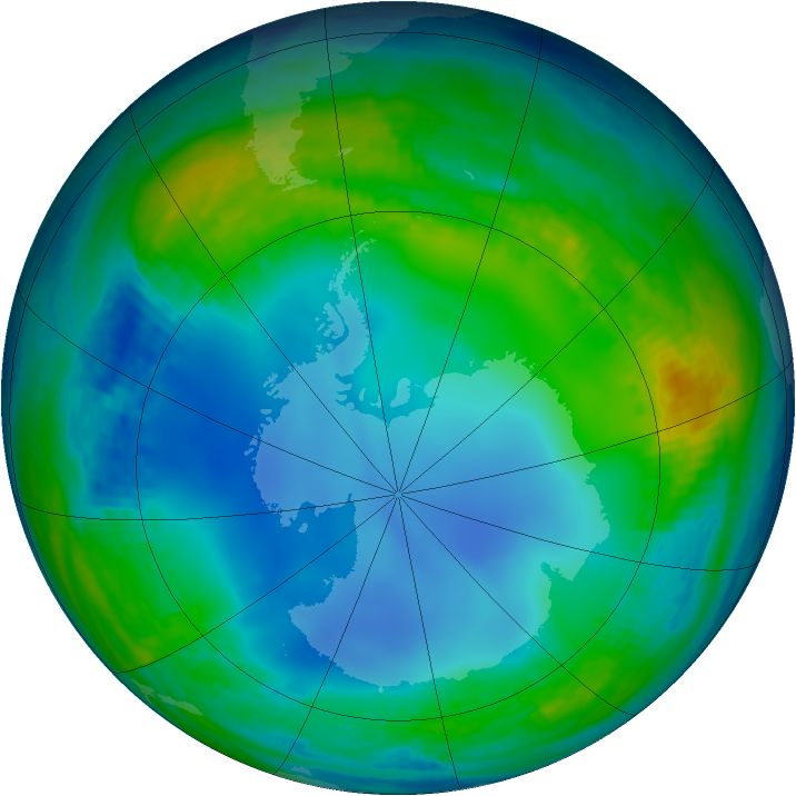 Antarctic ozone map for 01 June 2002